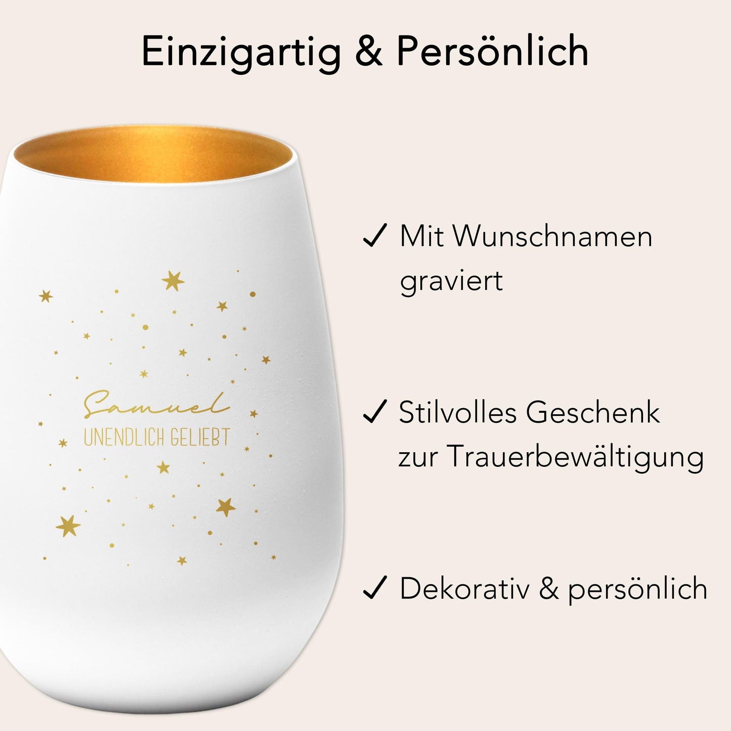 Sternenkind Andenken Trauergeschenk personalisiertes Windlicht Trauerlicht Trauer Geschenk Trauerkerze Gedenkkerze (Weiß)