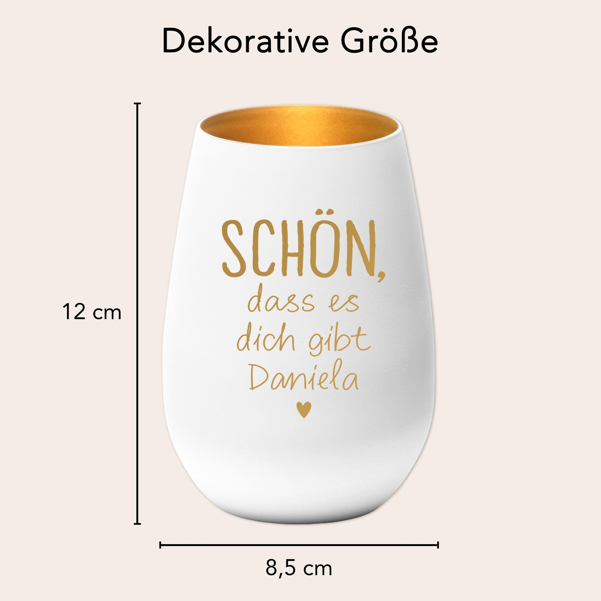 Schön dass es Dich gibt Geschenk Freundin Windlicht personalisiert Teelicht Kerzenglas mit Gravur (Weiß)