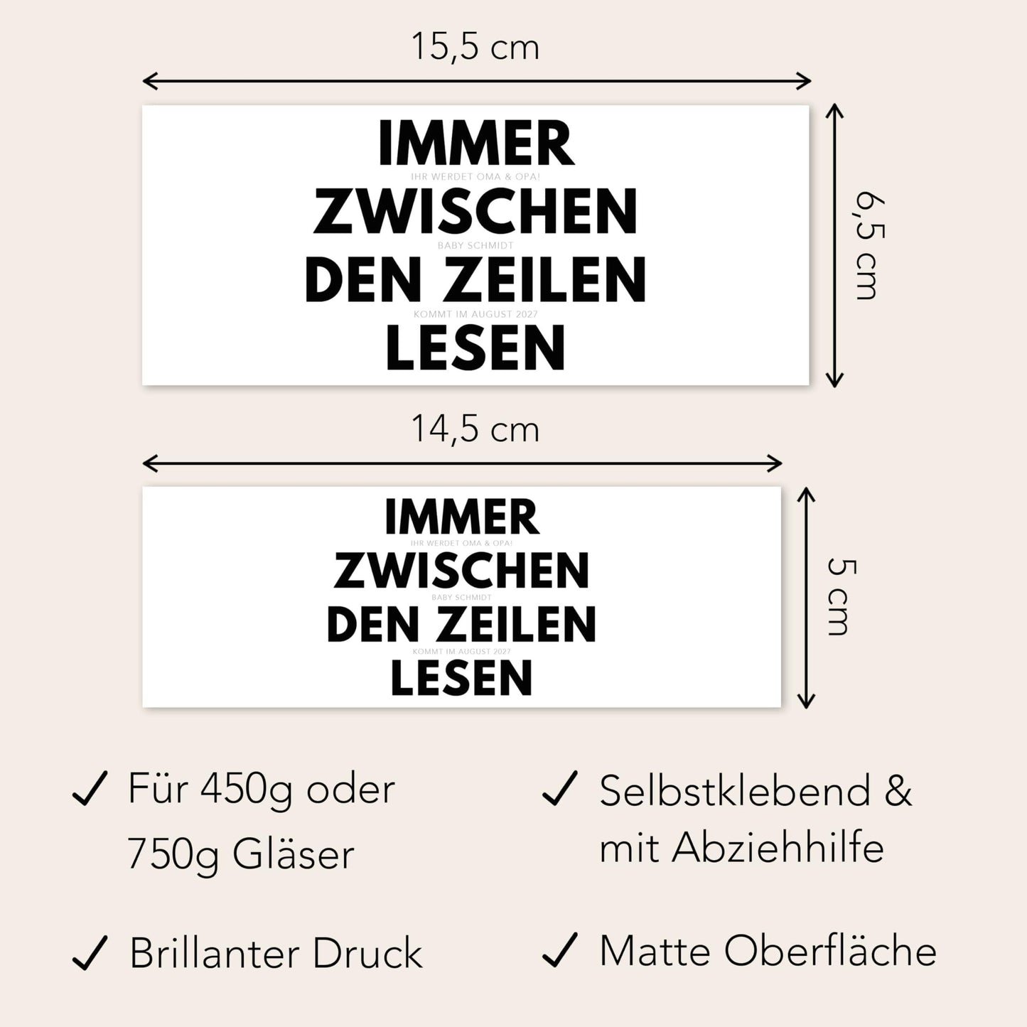 Ihr werdet Oma und Opa Etiketten personalisiert zum Schwangerschaft verkünden Großeltern Schokoaufstrich Etiketten Aufkleber | 2 Stück