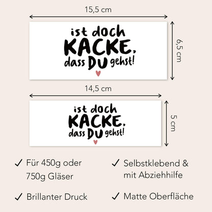 Abschiedsgeschenk Jobwechsel Kollegen Schokoaufstrich Etiketten personalisierte Aufkleber für Glas Nutella Geschenk Abschied | 2 Stück