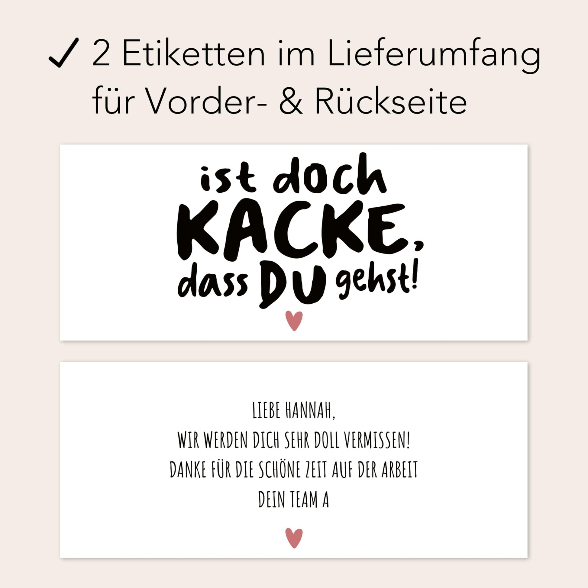Abschiedsgeschenk Jobwechsel Kollegen Schokoaufstrich Etiketten personalisierte Aufkleber für Glas Nutella Geschenk Abschied | 2 Stück
