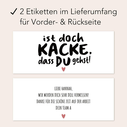 Abschiedsgeschenk Jobwechsel Kollegen Schokoaufstrich Etiketten personalisierte Aufkleber für Glas Nutella Geschenk Abschied | 2 Stück