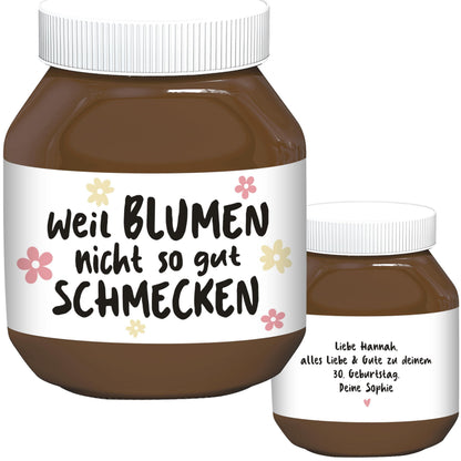 Geburtstagsgeschenk für Frauen personalisiert Schokoaufstrich Etiketten Aufkleber für z.B. Glas Nutella Geburtstag Geschenk | 2 Stück
