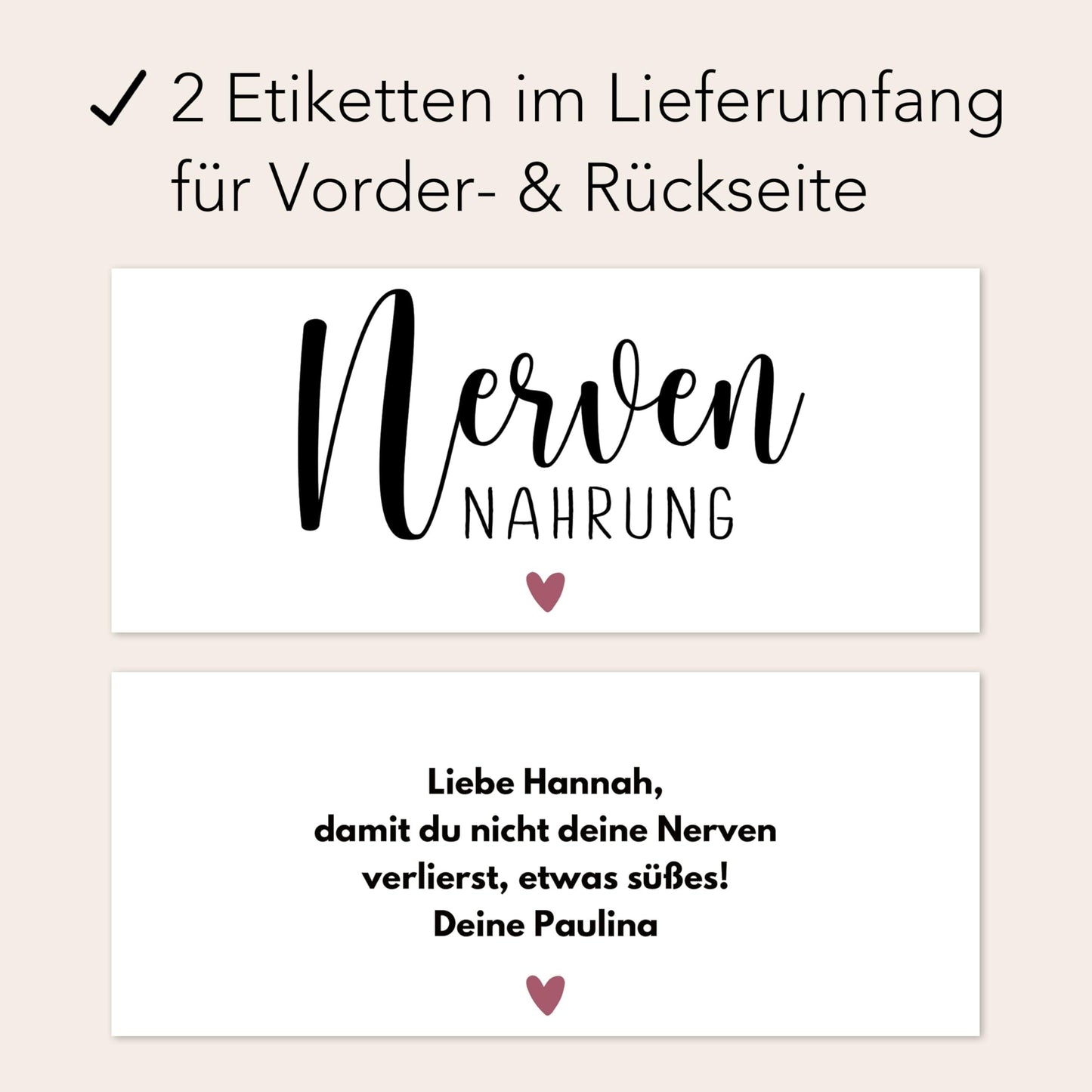 Nervennahrung Geschenk Schokoaufstrich Etiketten personalisiert Aufkleber für z.B. Glas Nutella, Nerven Geschenk | 2 Stück