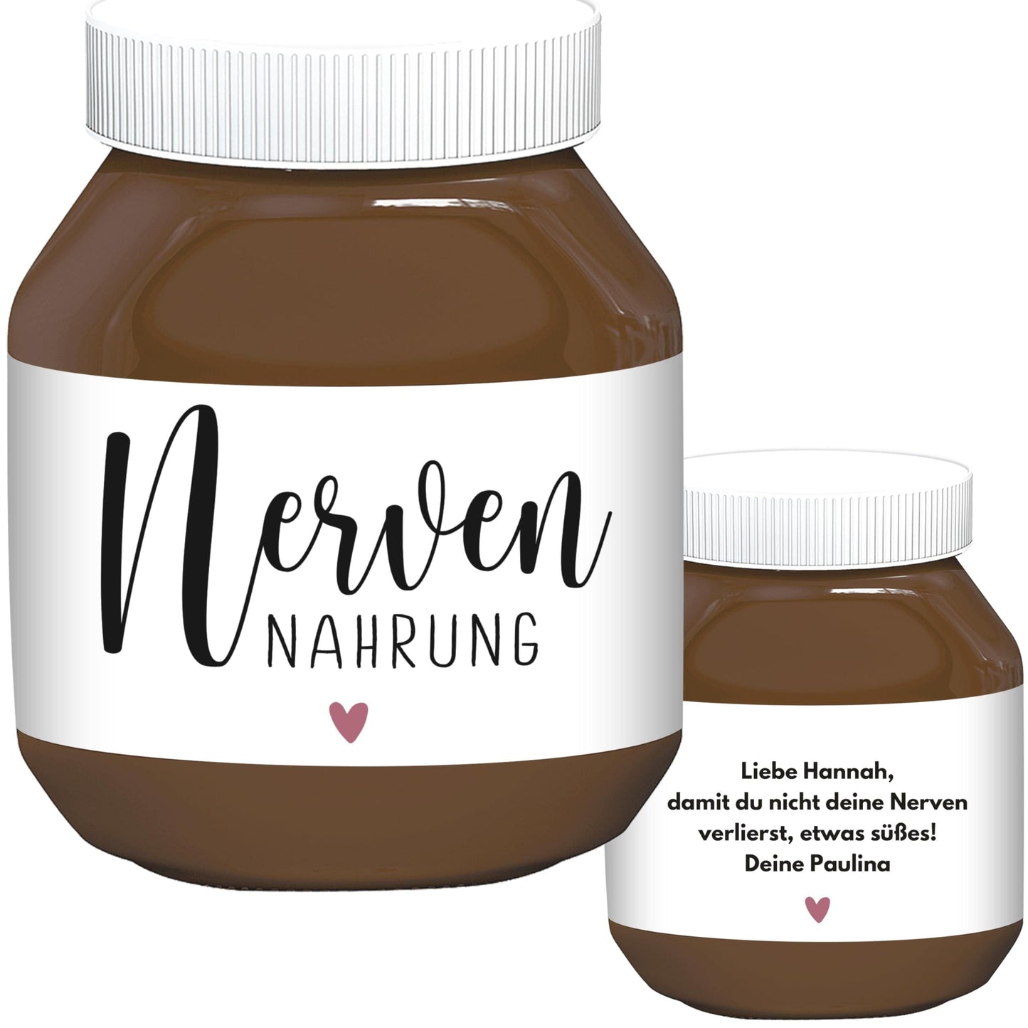 Nervennahrung Geschenk Schokoaufstrich Etiketten personalisiert Aufkleber für z.B. Glas Nutella, Nerven Geschenk | 2 Stück