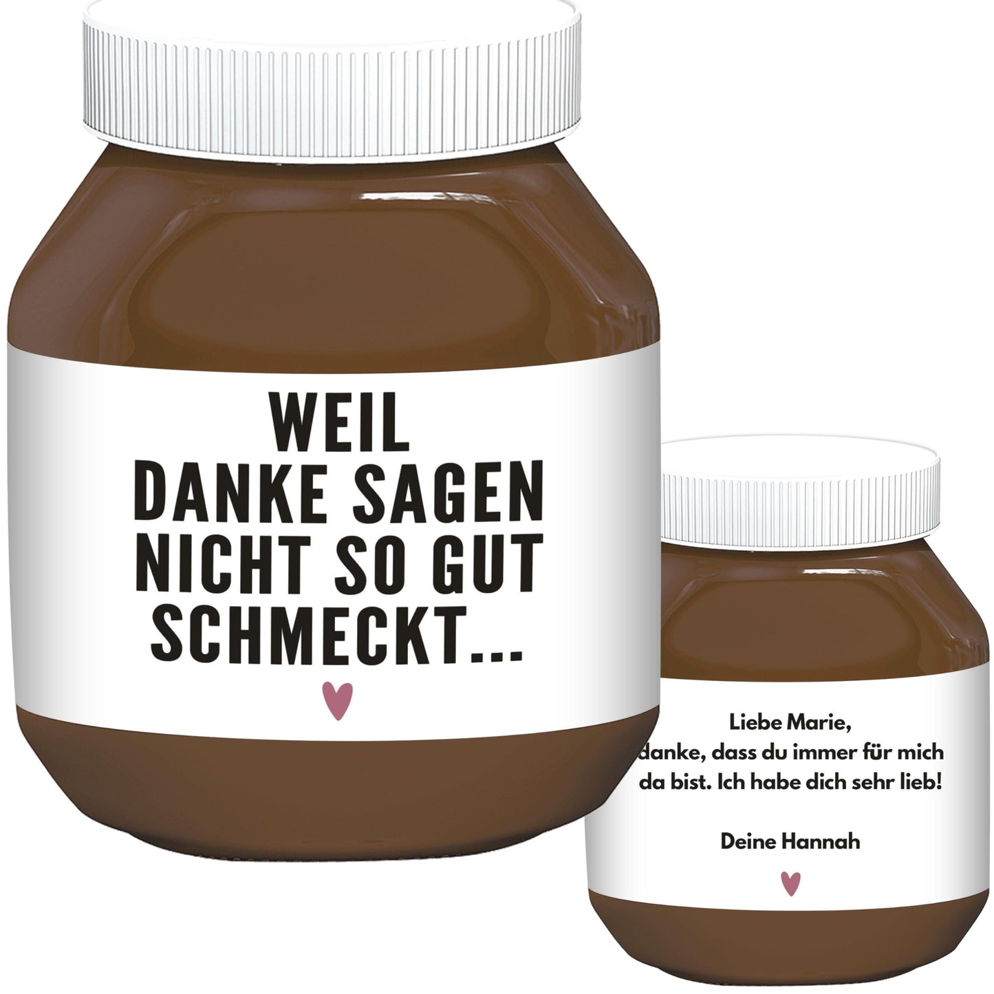Danke schön Geschenk klein Aufkleber Danke Schokoaufstrich Etiketten personalisiert Aufkleber für z.B. Glas Nutella Geschenk | 2 Stück