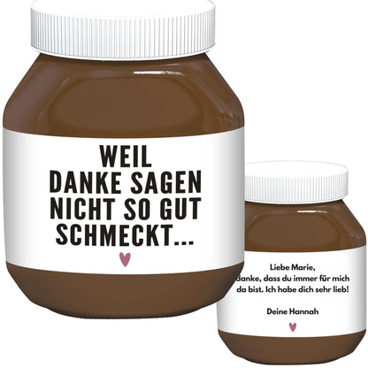 Danke schön Geschenk klein Aufkleber Danke Schokoaufstrich Etiketten personalisiert Aufkleber für z.B. Glas Nutella Geschenk | 2 Stück