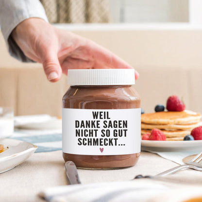 Danke schön Geschenk klein Aufkleber Danke Schokoaufstrich Etiketten personalisiert Aufkleber für z.B. Glas Nutella Geschenk | 2 Stück