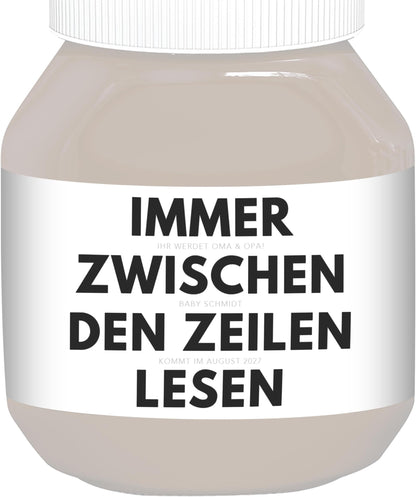 Ihr werdet Oma und Opa Etiketten personalisiert zum Schwangerschaft verkünden Großeltern Schokoaufstrich Etiketten Aufkleber | 2 Stück