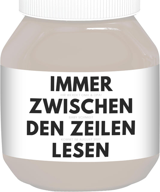 Ihr werdet Oma und Opa Etiketten personalisiert zum Schwangerschaft verkünden Großeltern Schokoaufstrich Etiketten Aufkleber | 2 Stück