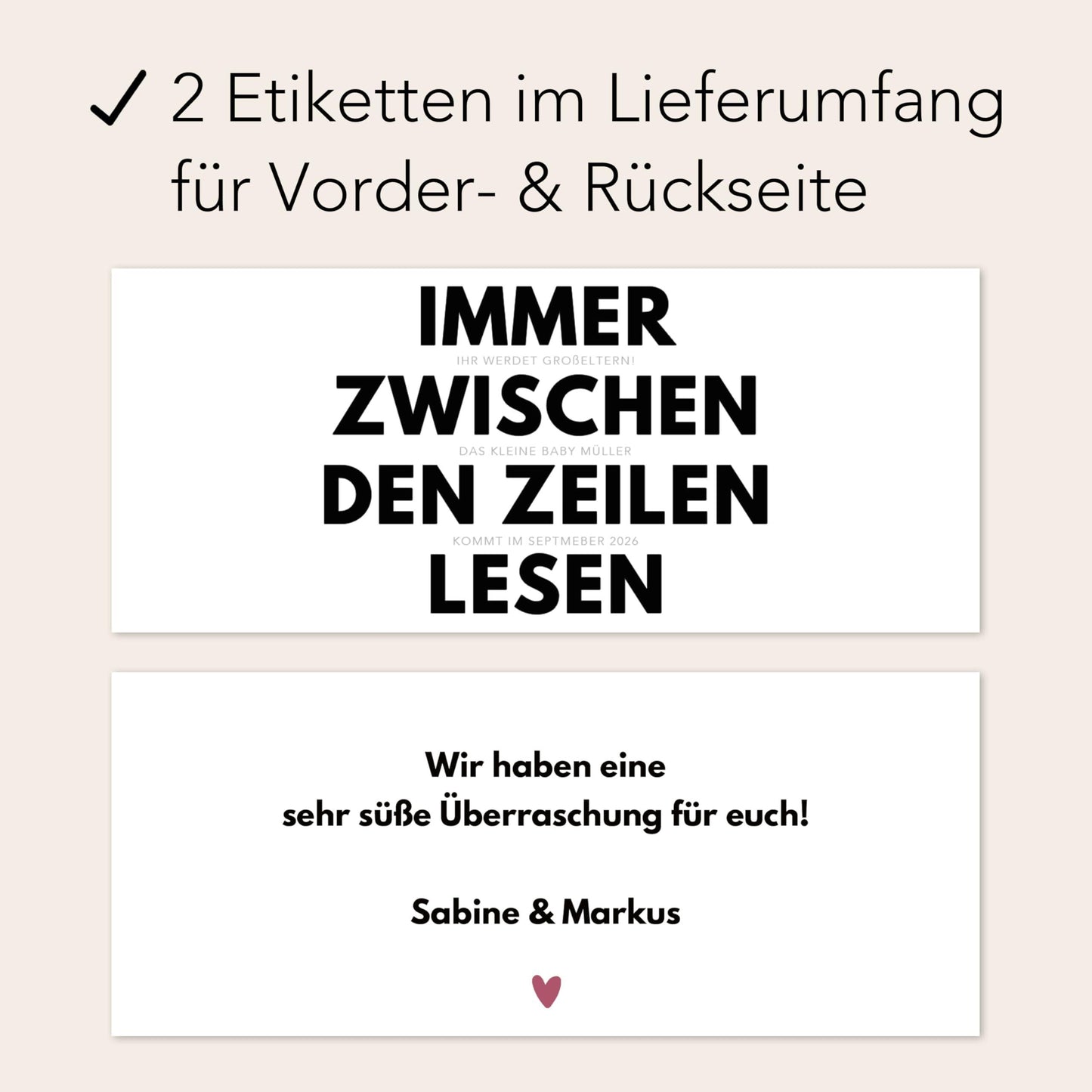 Ihr werdet Oma und Opa Etiketten personalisiert zum Schwangerschaft verkünden Großeltern Schokoaufstrich Etiketten Aufkleber | 2 Stück