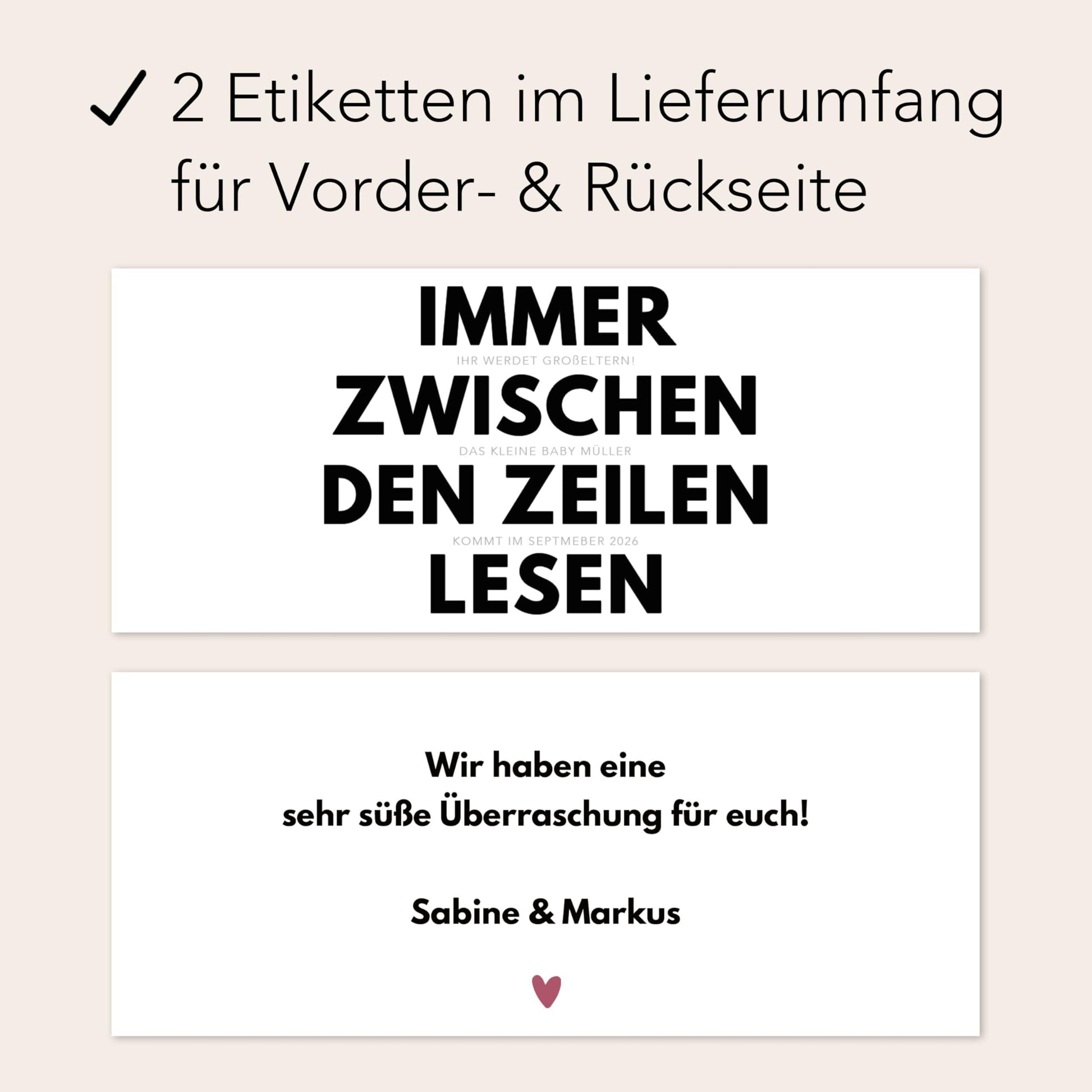 Ihr werdet Oma und Opa Etiketten personalisiert zum Schwangerschaft verkünden Großeltern Schokoaufstrich Etiketten Aufkleber | 2 Stück