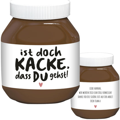 Abschiedsgeschenk Jobwechsel Kollegen Schokoaufstrich Etiketten personalisierte Aufkleber für Glas Nutella Geschenk Abschied | 2 Stück