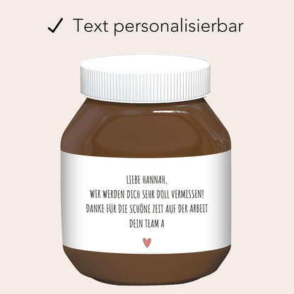 Abschiedsgeschenk Jobwechsel Kollegen Schokoaufstrich Etiketten personalisierte Aufkleber für Glas Nutella Geschenk Abschied | 2 Stück
