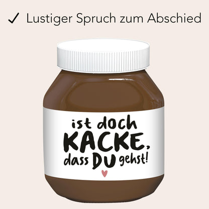 Abschiedsgeschenk Jobwechsel Kollegen Schokoaufstrich Etiketten personalisierte Aufkleber für Glas Nutella Geschenk Abschied | 2 Stück