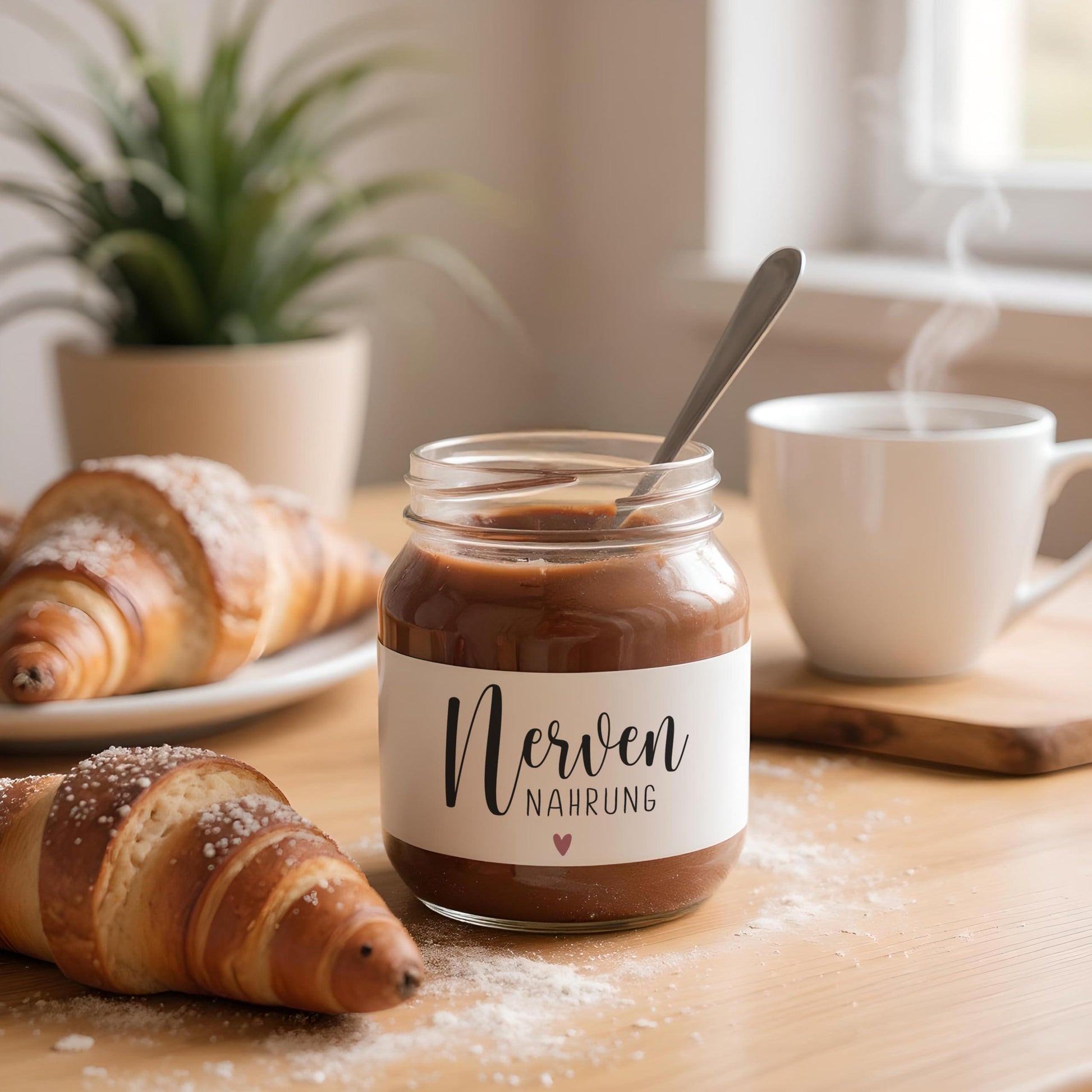 Nervennahrung Geschenk Schokoaufstrich Etiketten personalisiert Aufkleber für z.B. Glas Nutella, Nerven Geschenk | 2 Stück