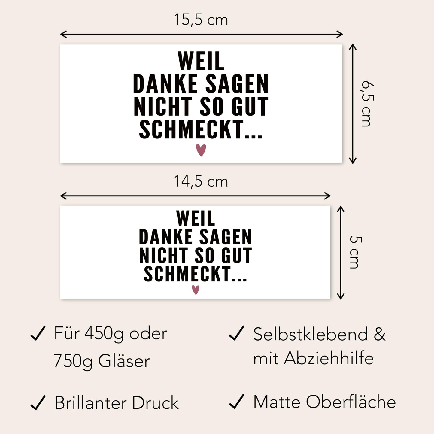 Danke schön Geschenk klein Aufkleber Danke Schokoaufstrich Etiketten personalisiert Aufkleber für z.B. Glas Nutella Geschenk | 2 Stück