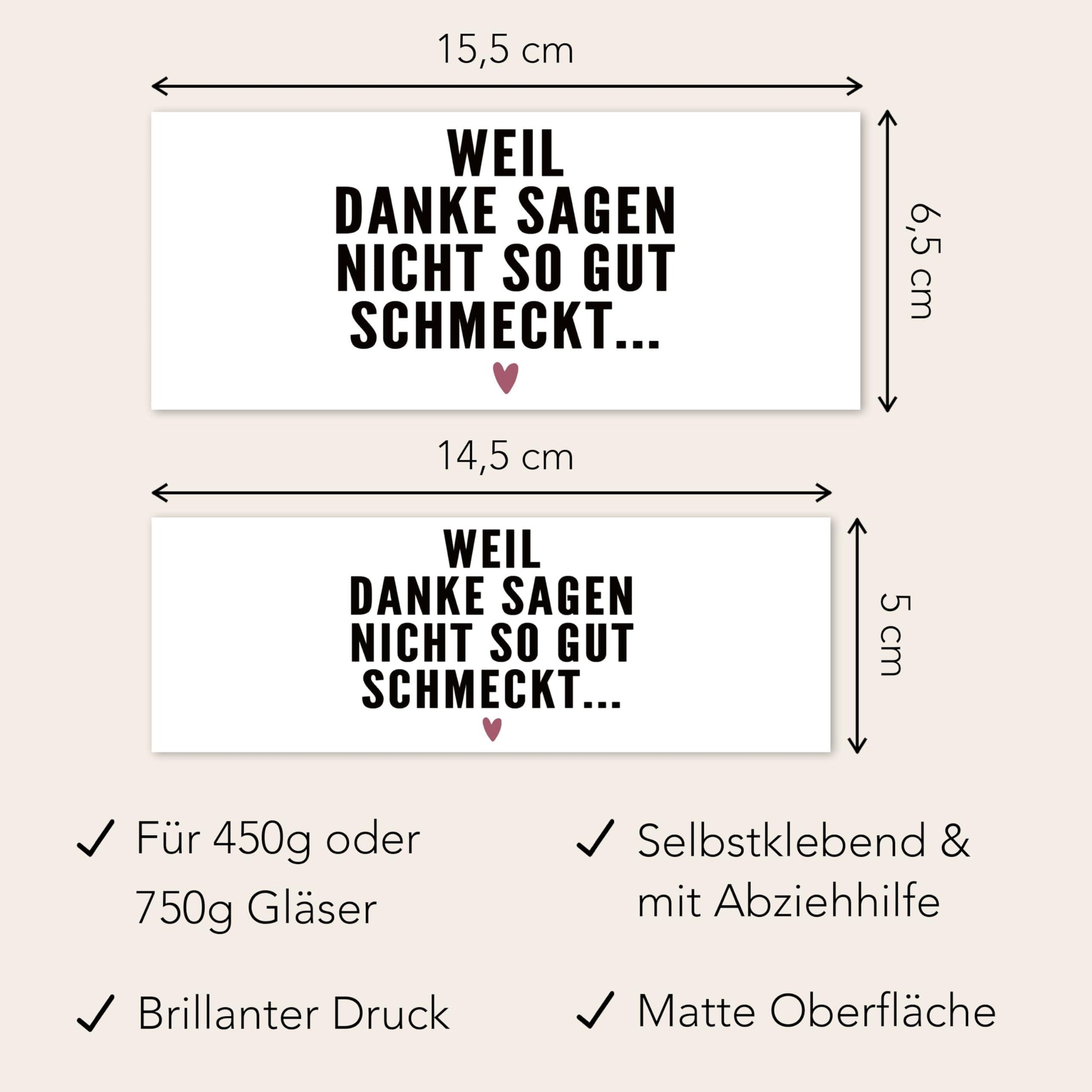 Danke schön Geschenk klein Aufkleber Danke Schokoaufstrich Etiketten personalisiert Aufkleber für z.B. Glas Nutella Geschenk | 2 Stück