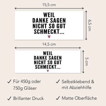 Danke schön Geschenk klein Aufkleber Danke Schokoaufstrich Etiketten personalisiert Aufkleber für z.B. Glas Nutella Geschenk | 2 Stück