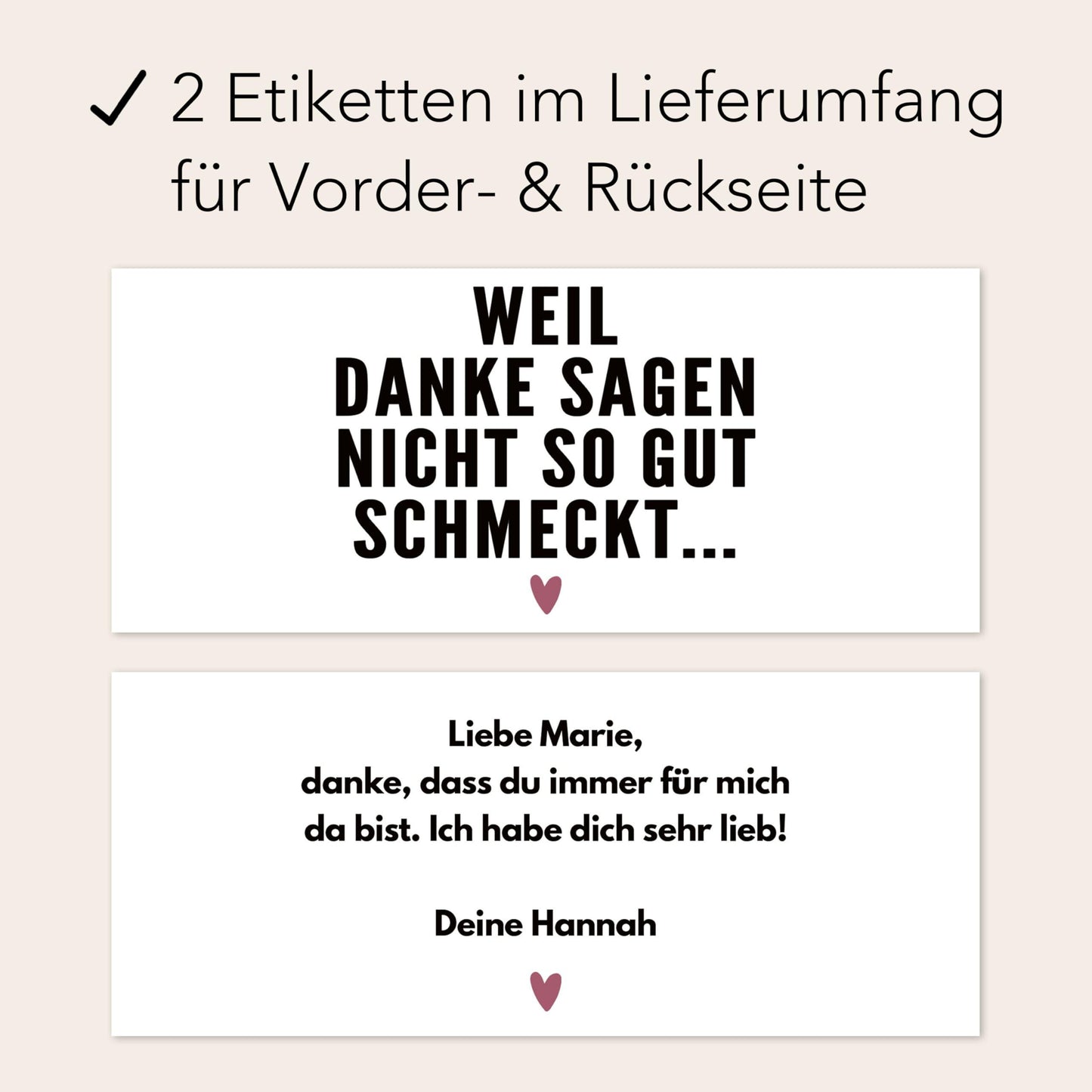 Danke schön Geschenk klein Aufkleber Danke Schokoaufstrich Etiketten personalisiert Aufkleber für z.B. Glas Nutella Geschenk | 2 Stück