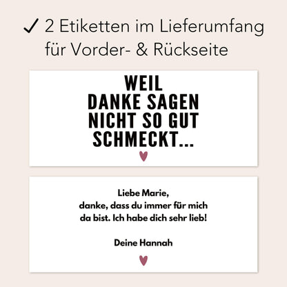 Danke schön Geschenk klein Aufkleber Danke Schokoaufstrich Etiketten personalisiert Aufkleber für z.B. Glas Nutella Geschenk | 2 Stück