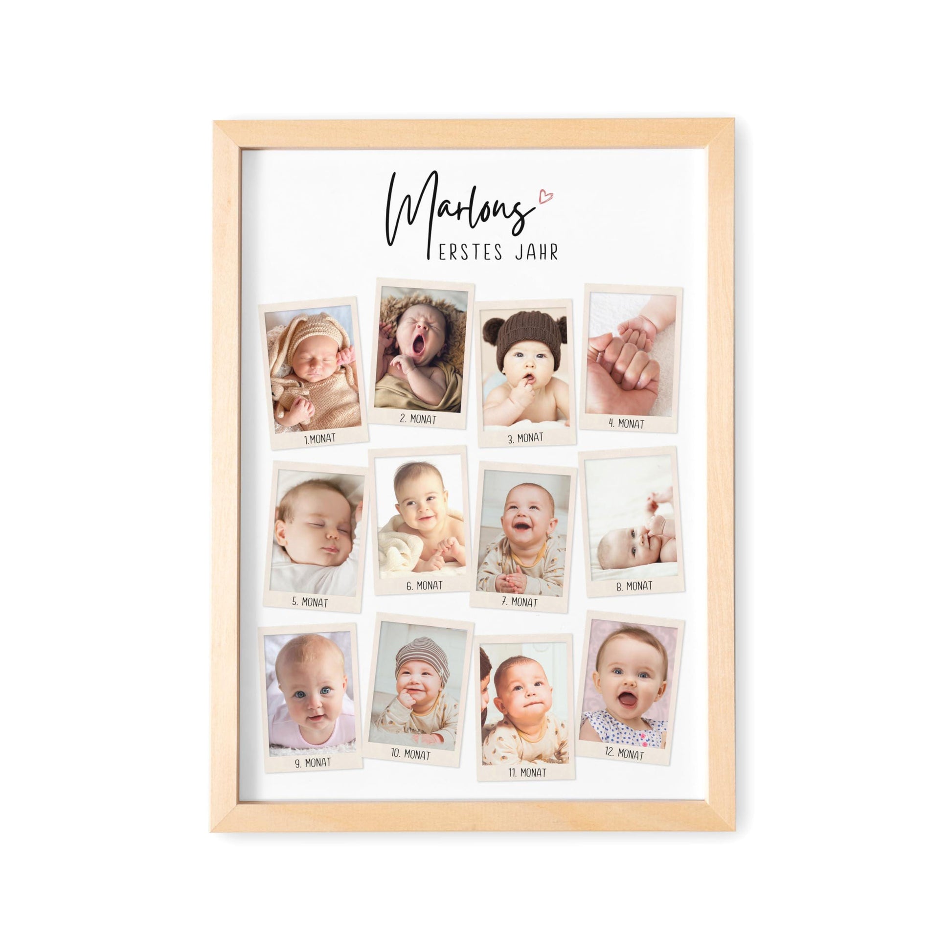 Mein erstes Jahr Bild 12 Monate Baby personalisiertes Geschenk 1. Geburtstag Mädchen Junge Meilenstein Erinnerung (mit oder ohne Rahmen)