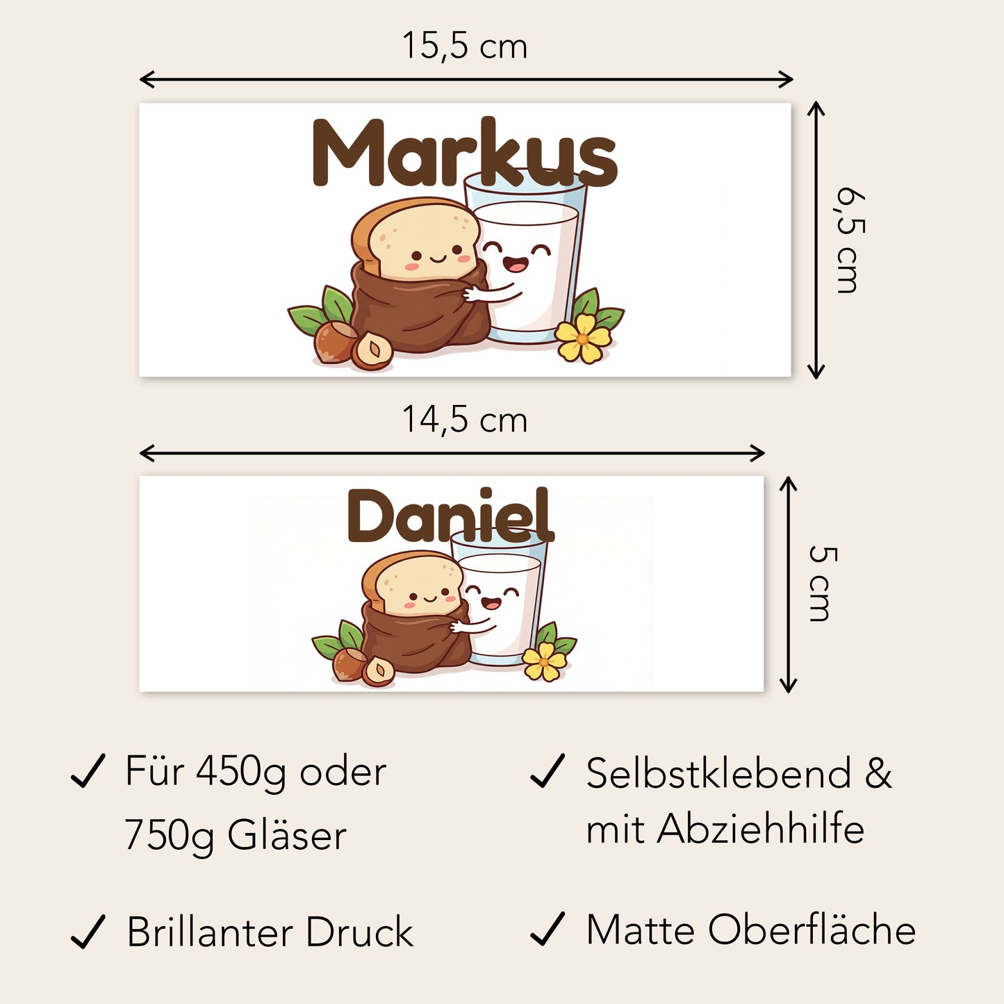 Aufkleber Schokoaufstrich Namen