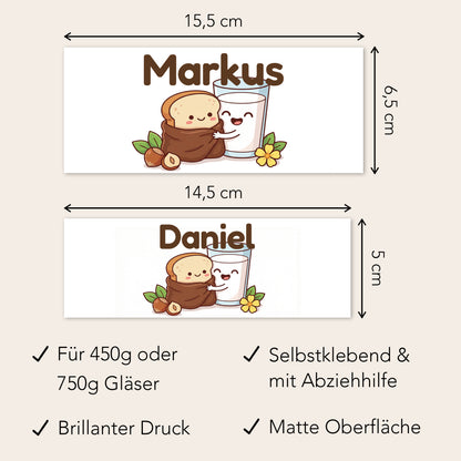 Aufkleber Schokoaufstrich Namen