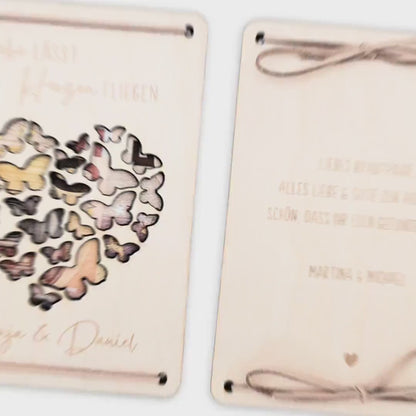 Personalisiertes Hochzeitsgeschenk für Brautpaar Geldgeschenke Verpackung Hochzeit Geld Geschenk Hochzeitskarte aus Holz 12x17 cm