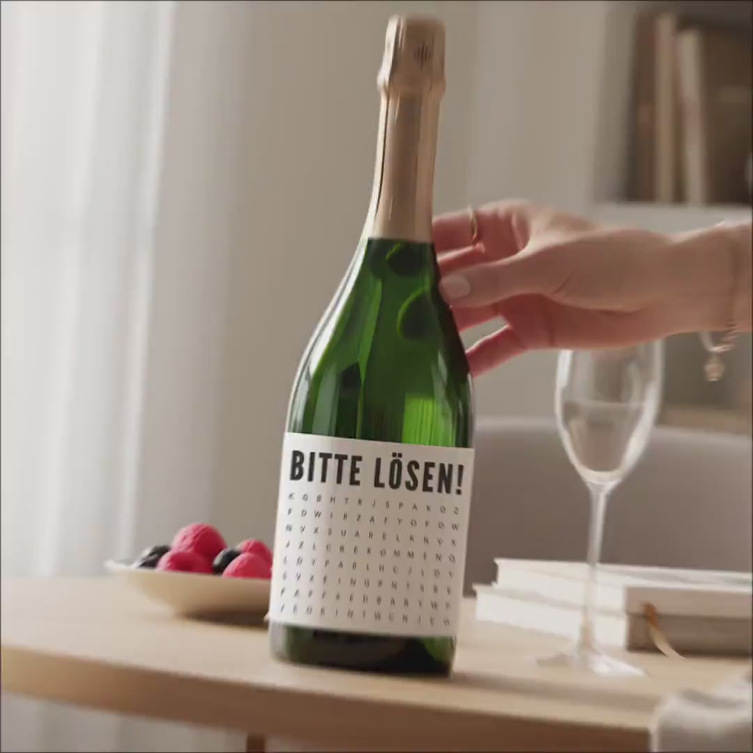 Schwangerschaft Verkünden Wir Bekommen Ein Baby Sektetiketten Flaschenetikett Wörterrätsel Sekt Geschenk 2 Stück | 9x13 cm