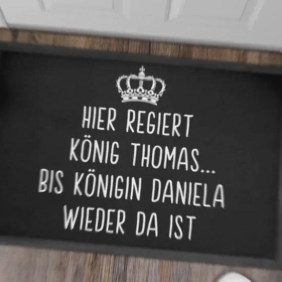 Fußmatte lustig personalisiert König Königin Wohnung Einweihungsgeschenk witzig Geschenk zum Einzug Schmutzfangmatte für Innen 60x40 cm