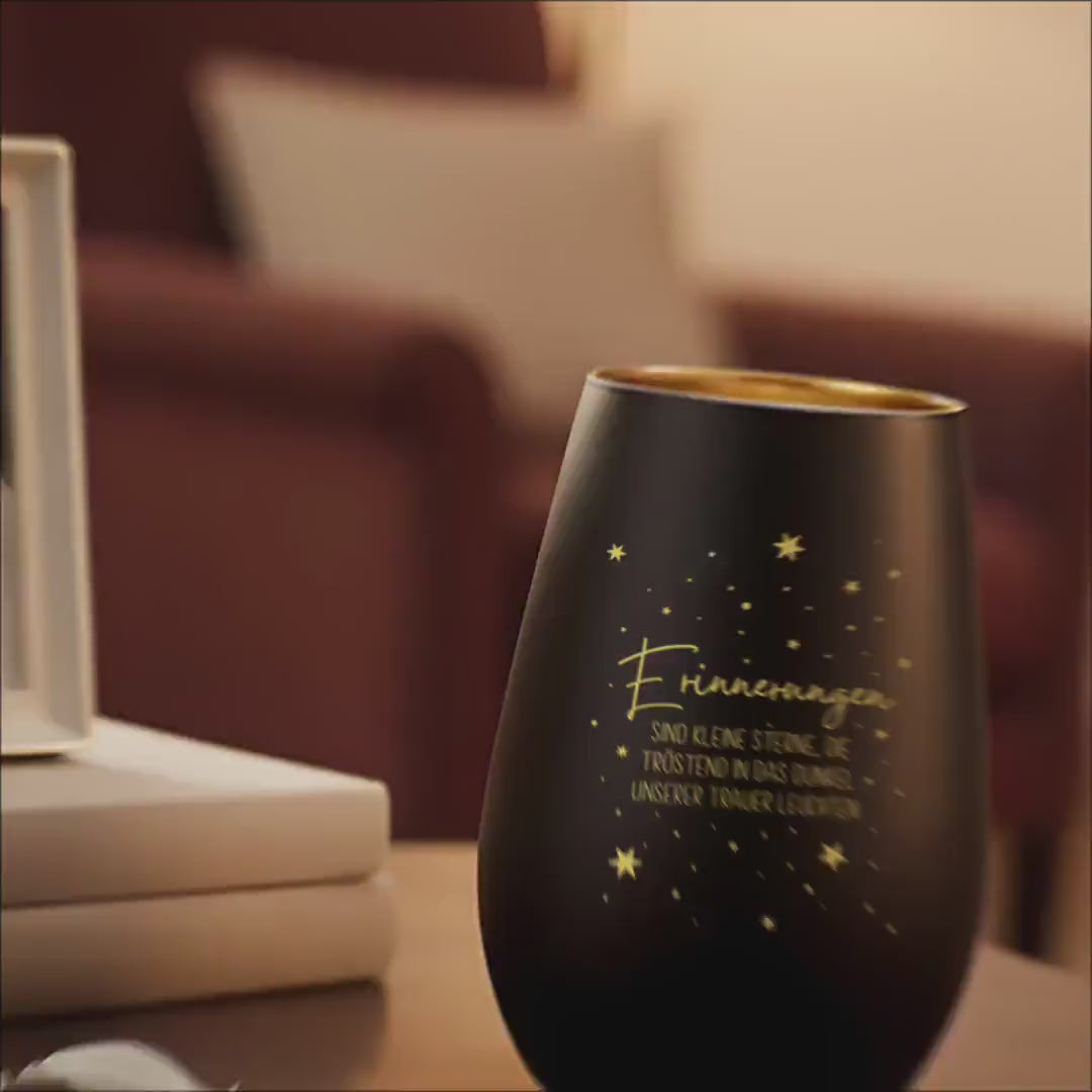 Trauerlicht Erinnerung Windlicht Trauergeschenk Trauerkerze Andenken an Verstorbene Trauer Geschenk für Hinterbliebene (Schwarz)