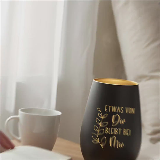 Trauergeschenk Trauerkerze Andenken an Verstorbene Windlicht Trauer Geschenk für Hinterbliebene Trauerlicht Gedenkkerze (Schwarz)