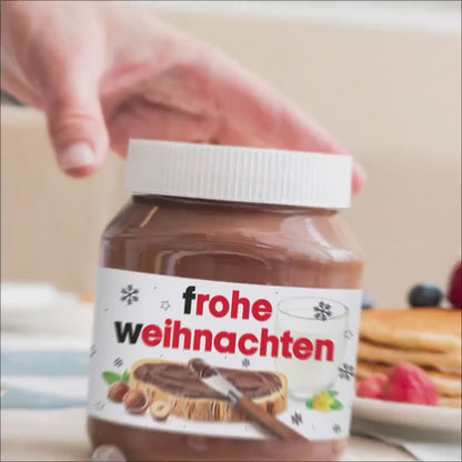 Schokoaufstrich Etiketten Weihnachten personalisiert Aufkleber für z.B. Glas Nutella Geschenk Weihnachtsgeschenk | 2 Stück