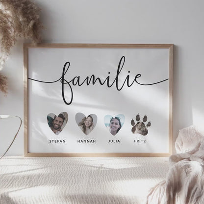 Familie Bild personalisiert mit Foto Familienposter Familienposter Geschenk zum Einzug (mit oder ohne Rahmen)