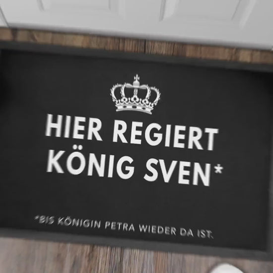 Lustige Fußmatte personalisiert König Königin Wohnung Einweihungsgeschenk witzig Geschenk zum Einzug Schmutzfangmatte für Innen 60x40 cm