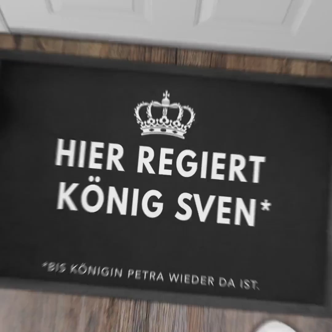 Lustige Fußmatte personalisiert König Königin Wohnung Einweihungsgeschenk witzig Geschenk zum Einzug Schmutzfangmatte für Innen 60x40 cm