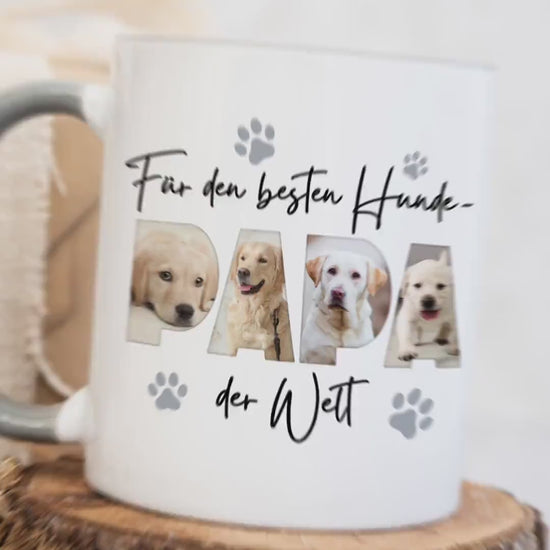 Hundepapa Tasse Hund personalisiert mit Foto Hundebesitzer Fototasse Geschenk Hundeliebhaber Hundetasse lustig
