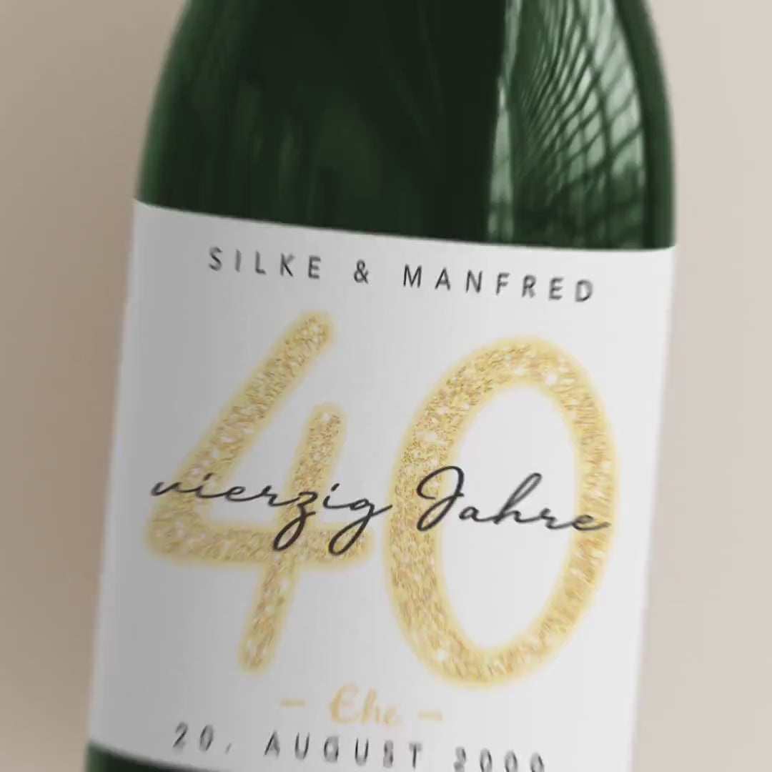 Geschenk Rubinhochzeit personalisierte Flaschenetiketten Hochzeitstag Hochzeit Jubiläum 40 Jahre Etiketten Sektflasche 2 Stk. | 9x13 cm