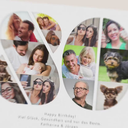 80. Geburtstag Frau Mann Geschenk Fotocollage 80 Leinwand personalisiert mit Fotos Fotogeschenk Geburtstagsgeschenk 30x40 cm