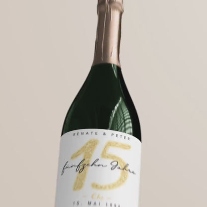 Geschenk Kristallhochzeit personalisierte Flaschenetiketten Hochzeitstag Hochzeit Jubiläum 15 Jahre Etiketten Sektflasche 2 Stk. | 9x13 cm