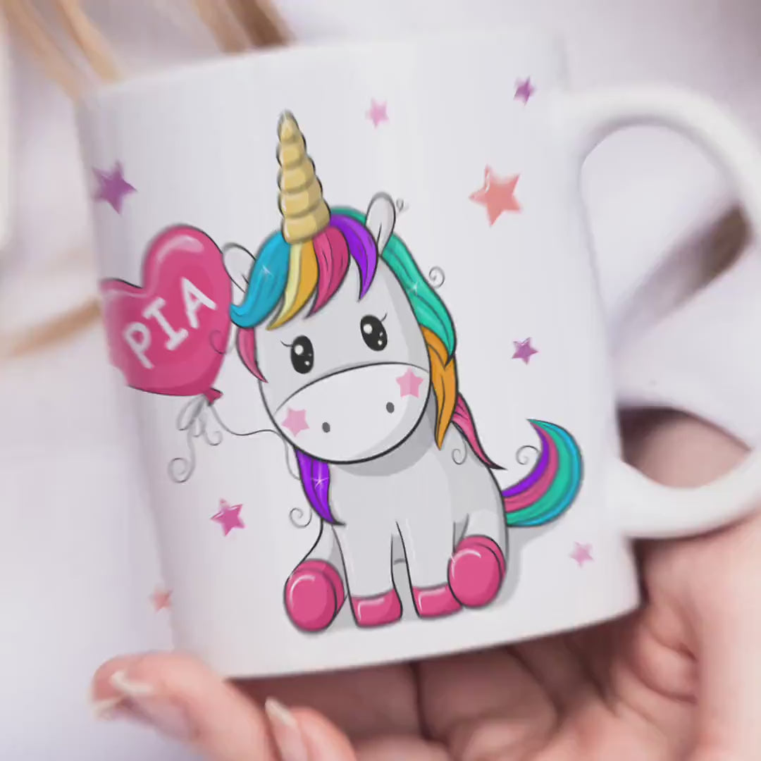 Einhorn Tasse personalisiert mit Namen Geburtstagsgeschenk Mädchen aus Keramik Schulkind Geschenk