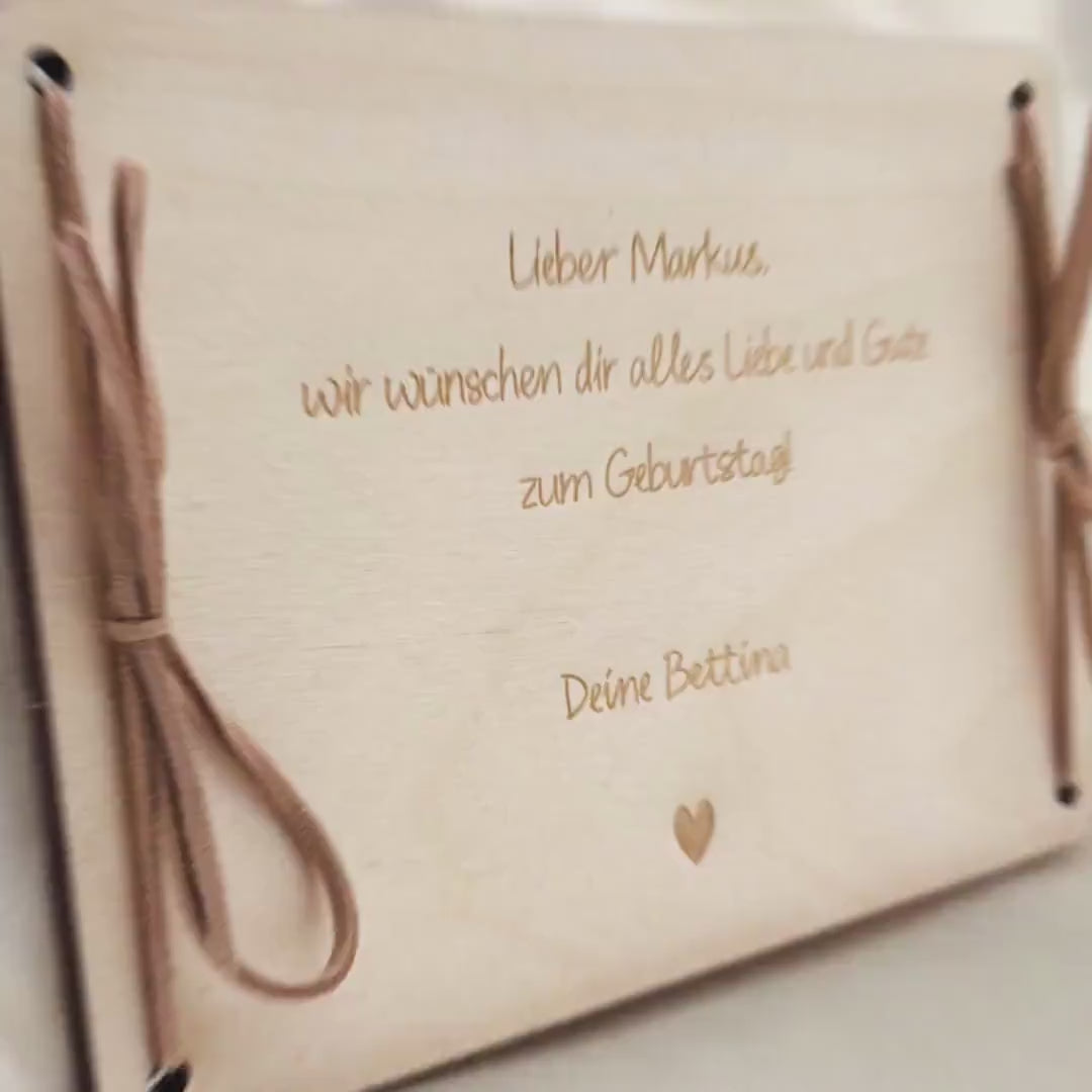 Geldgeschenk 40. Geburtstag personalisierte Geburtstagskarte Geldverpackung Verpackung Geld Geburtstagsgeschenk Geschenkkarte Holz 12x17 cm