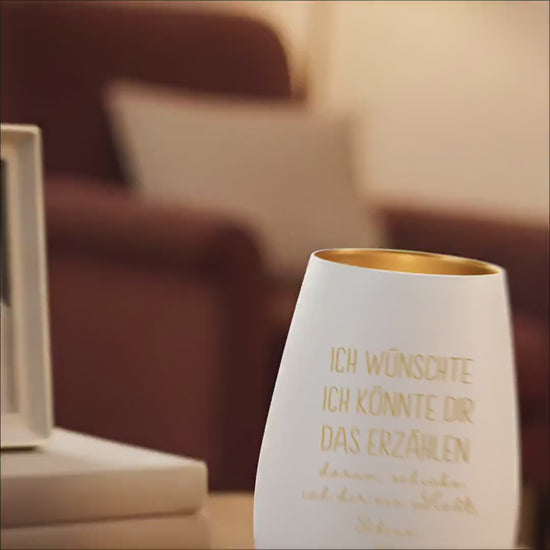 Trauergeschenk Trauerkerze personalisiert Andenken an Verstorbene Windlicht Trauer Geschenk für Hinterbliebene Trauerlicht (Weiß)