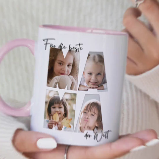 Mama Geschenk zum Geburtstag personalisierte Tasse mit Fotos der Kinder Beste Mama der Welt Muttertagsgeschenk
