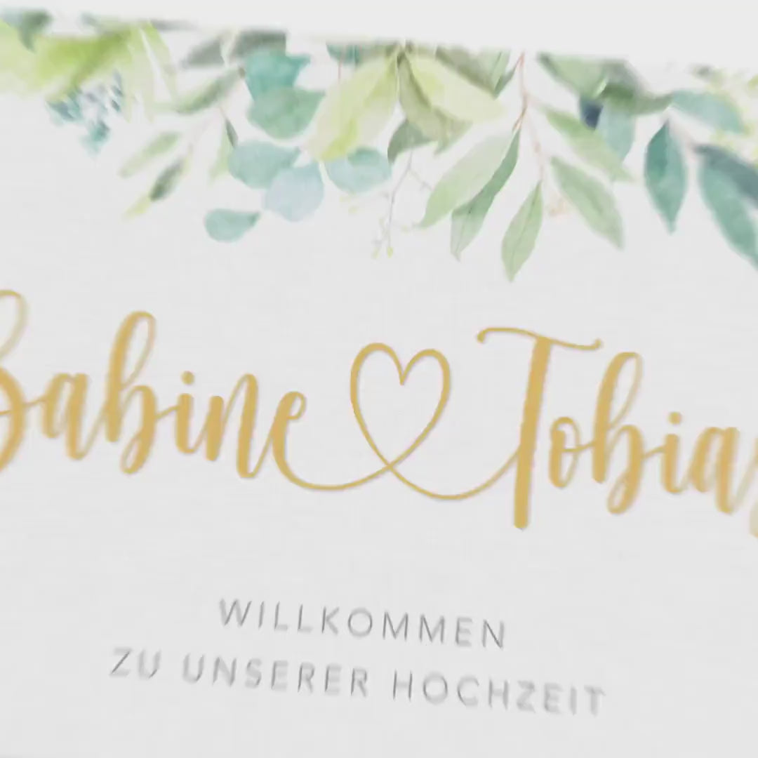 Willkommensschild Hochzeit Leinwand Hochzeitsschild personalisiert Willkommen Hochzeit Eingangsschild (60x40 cm)