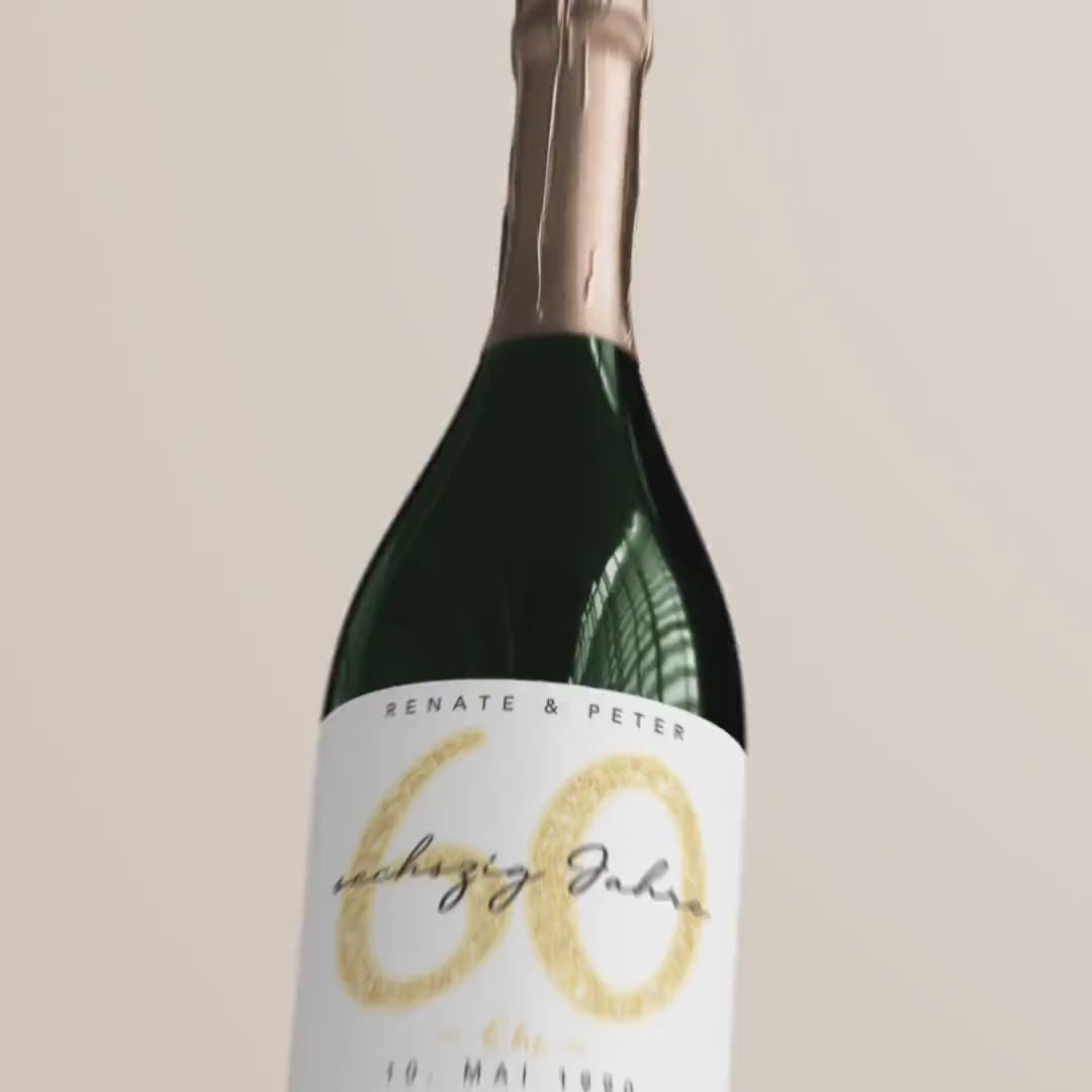 Geschenk Diamantene Hochzeit personalisierte Flaschenetiketten Hochzeitstag Hochzeit Jubiläum 60 Jahre Etiketten Sekt 2 Stk. | 9x13 cm