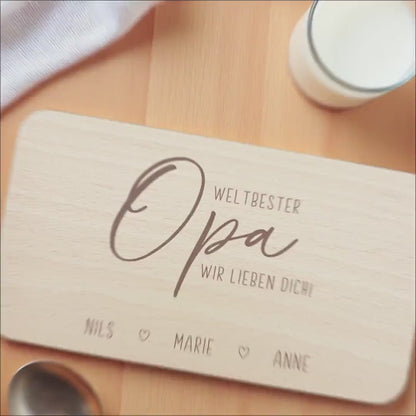 Frühstücksbrettchen Holz Opa Frühstücksbrett personalisiert Brettchen Vatertagsgeschenk Vatertag Geschenk Großvater Holzbrett mit Gravur