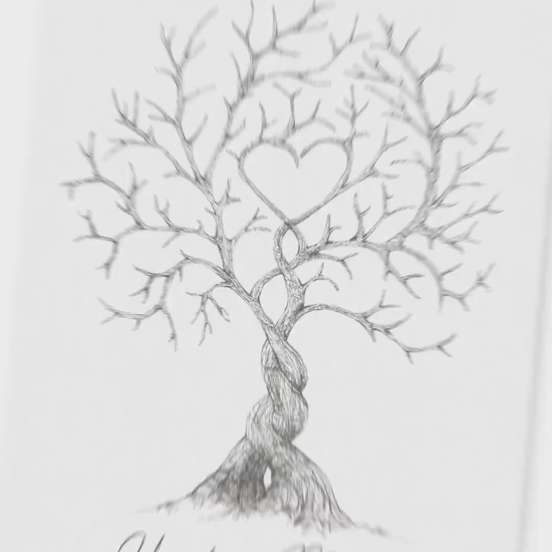 Hochzeitsgästebuch Leinwand Hochzeit Gästebuch Fingerabdruck personalisiert Hochzeitsbaum Hochzeitsgeschenk 30x40 cm (OHNE Farbe)