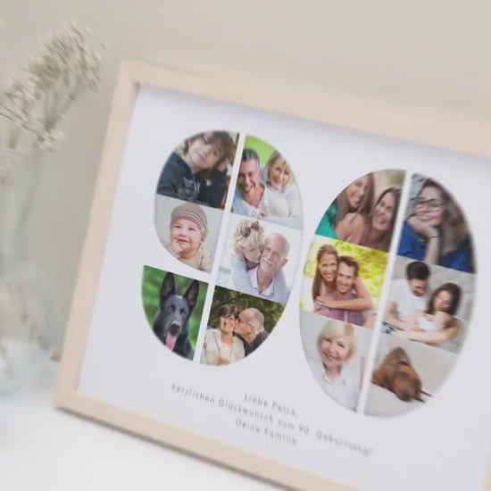 90. Geburtstag Frau Mann Geschenk Fotocollage 90 personalisiert mit Fotos Fotogeschenk Geburtstagsgeschenk
